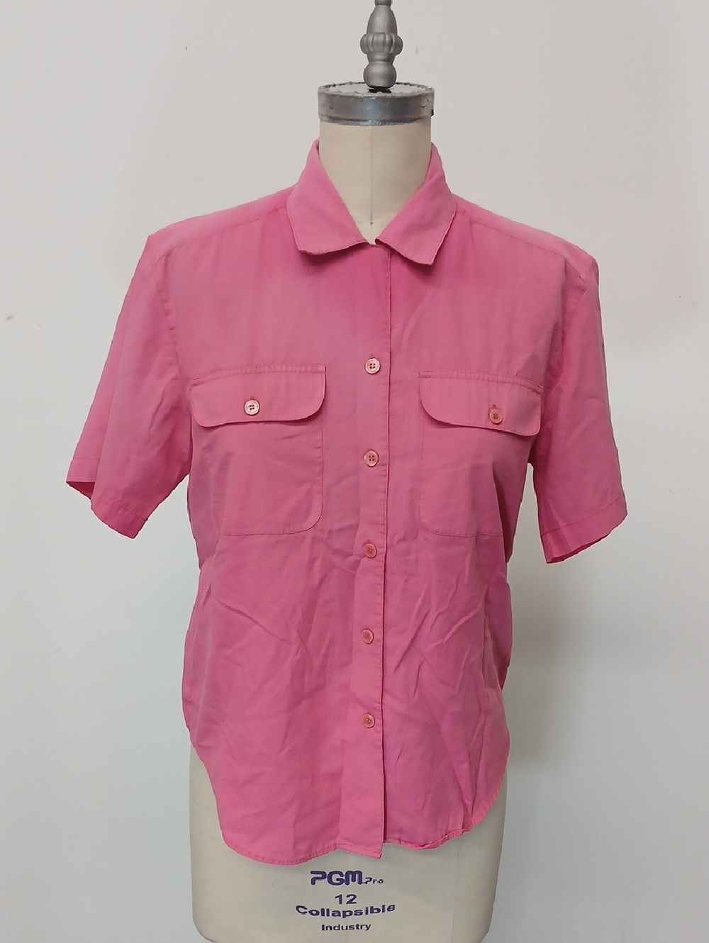 Vintage Hot Pink Cabin Creek Pink Button-Front Short Sleeve Shirt / Medium